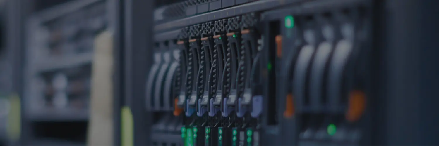 Racks of servers in a data centre.